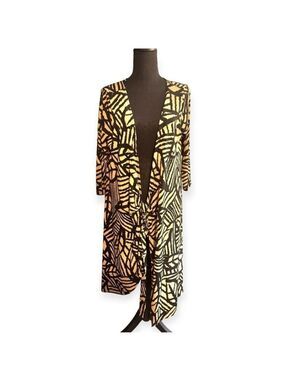London Times Black Brown Geometric Dress Size 16